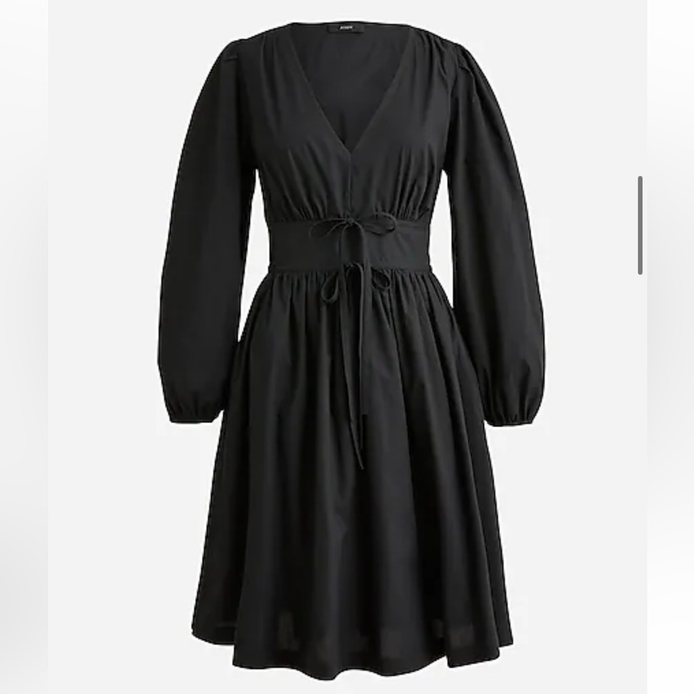 V-neck cotton poplin mini dress